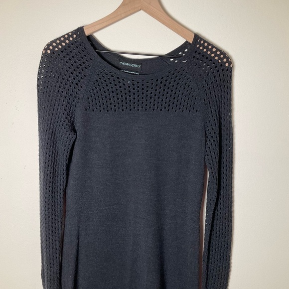 Cynthia Rowley Sweater Dress | 100% Merino Wool | Knot | Gray | Small - Picture 5 of 9